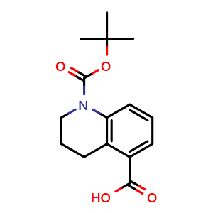 Chemical structure of 1-tert-butoxycarbonyl-3,4-dihydro-2H-quinoline-5-carboxylic acid , CAS 1179622-21-9, AChemBlock T95051