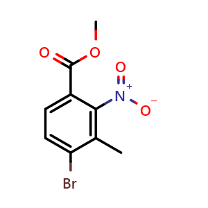 Chemical structure of methyl 4-bromo-3-methyl-2-nitrobenzoate , CAS 821773-44-8, AChemBlock T95116