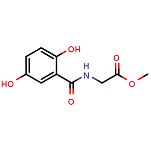 Chemical structure of methyl 2-[(2,5-dihydroxybenzoyl)amino]acetate , CAS 1690974-33-4, AChemBlock T95138