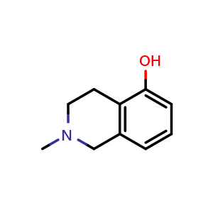 Chemical structure of 2-methyl-1,2,3,4-tetrahydroisoquinolin-5-ol , CAS 14097-42-8, AChemBlock T95143