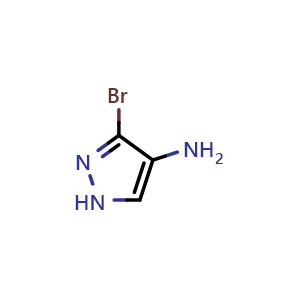 Chemical structure of 3-Bromo-1H-pyrazol-4-amine , CAS 1374394-78-1, AChemBlock T95144