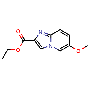 Chemical structure of ethyl 6-methoxyimidazo[1,2-a]pyridine-2-carboxylate , CAS 1220397-18-1, AChemBlock T95147