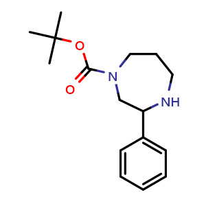 Chemical structure of tert-butyl 3-phenyl-1,4-diazepane-1-carboxylate , CAS 1211596-44-9, AChemBlock T95148