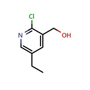 Chemical structure of 2-chloro-5-ethyl-3-Pyridinemethanol , CAS 1205671-57-3, AChemBlock T95149