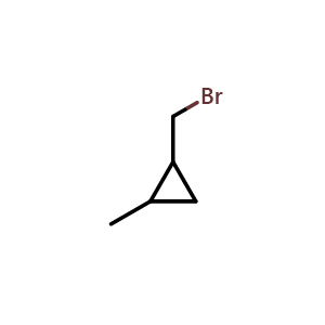 Chemical structure of 1-(bromomethyl)-2-methyl-cyclopropane , CAS 31950-58-0, AChemBlock T95182