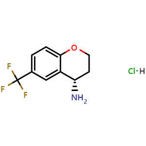 Chemical structure of (4S)-6-(trifluoromethyl)-3,4-dihydro-2h-1-benzopyran-4-amine hydrochloride , CAS 2088960-08-9, AChemBlock T95187