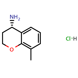 Chemical structure of (4S)-8-methyl-3,4-dihydro-2h-1-benzopyran-4-amine hydrochloride , CAS 1807890-95-4, AChemBlock T95190