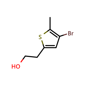 Chemical structure of 2-(4-bromo-5-methylthiophen-2-yl)ethan-1-ol , CAS 1602973-37-4, AChemBlock T95227