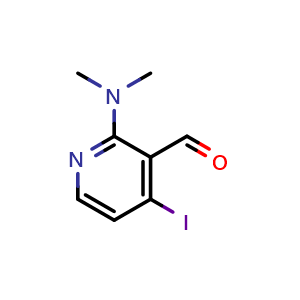 Chemical structure of 2-(N,N-Dimethylamino)-3-formyl-4-iodopyridine , CAS 944709-71-1, AChemBlock T95228