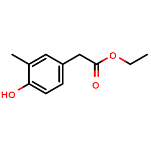 Chemical structure of ethyl 2-(4-hydroxy-3-methylphenyl)acetate , CAS 56355-15-8, AChemBlock T95229