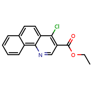 Chemical structure of ethyl 4-chlorobenzo[h]quinoline-3-carboxylate , CAS 37041-30-8, AChemBlock T95231