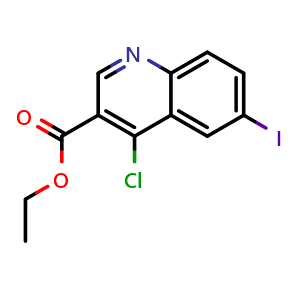 Chemical structure of ethyl 4-chloro-6-iodoquinoline-3-carboxylate , CAS 206257-60-5, AChemBlock T95233
