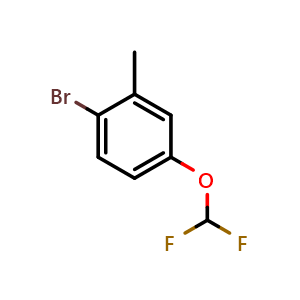 Chemical structure of 1-Bromo-4-(difluoromethoxy)-2-methylbenzene , CAS 1021172-76-8, AChemBlock T95238