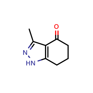 Chemical structure of 3-methyl-1,5,6,7-tetrahydroindazol-4-one , CAS 63446-38-8, AChemBlock T95264