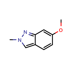 Chemical structure of 6-methoxy-2-methyl-2H-indazole , CAS 52354-73-1, AChemBlock T95271