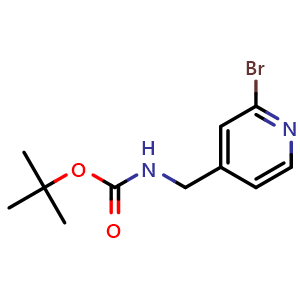 Chemical structure of tert-Butyl ((2-bromopyridin-4-yl)methyl)carbamate , CAS 1049025-21-9, AChemBlock T95287