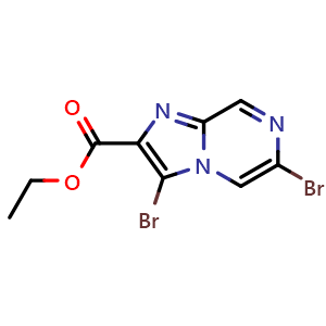 Chemical structure of ethyl 3,6-dibromoimidazo[1,2-a]pyrazine-2-carboxylate , CAS 2411638-75-8, AChemBlock T95292