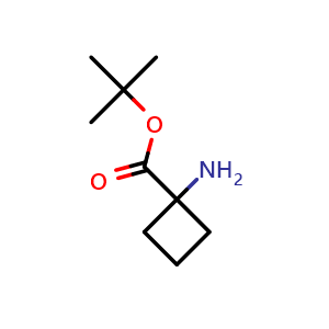 Chemical structure of tert-Butyl 1-aminocyclobutanecarboxylate , CAS 159871-52-0, AChemBlock T95310