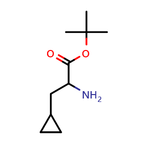 Chemical structure of tert-Butyl 2-amino-3-cyclopropylpropanoate , CAS 1566449-36-2, AChemBlock T95311