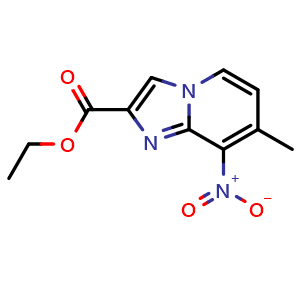 Chemical structure of ethyl 7-methyl-8-nitroimidazo[1,2-a]pyridine-2-carboxylate , CAS 132272-52-7, AChemBlock T95328