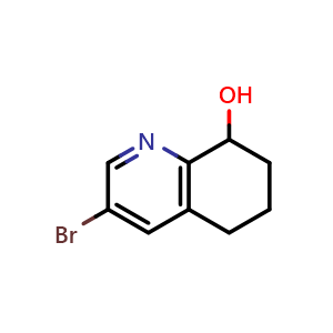 Chemical structure of 3-bromo-5,6,7,8-tetrahydroquinolin-8-ol , CAS 904929-23-3, AChemBlock T95343