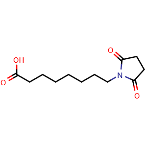 Chemical structure of 2,5-Dioxo-1-pyrrolidineoctanoic acid , CAS 157134-54-8, AChemBlock T95346