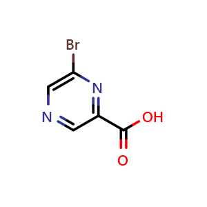 Chemical structure of 6-Bromopyrazine-2-carboxylic acid , CAS 1196151-53-7, AChemBlock T95383