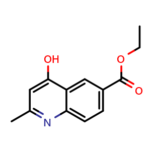 Chemical structure of Ethyl 4-hydroxy-2-methylquinoline-6-carboxylate , CAS 300590-94-7, AChemBlock T95390