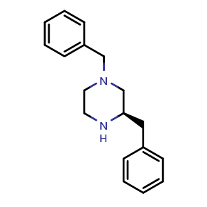Chemical structure of (R)-1,3-dibenzylpiperazine , CAS 169458-69-9, AChemBlock T95396