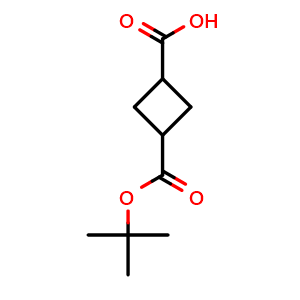 Chemical structure of 3-tert-butoxycarbonylcyclobutanecarboxylic acid , CAS 1824538-52-4, AChemBlock T95403