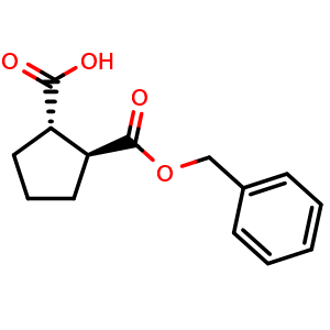 Chemical structure of (1S,2S)-2-(benzyloxycarbonyl)cyclopentanecarboxylic acid , CAS 648433-16-3, AChemBlock T95411