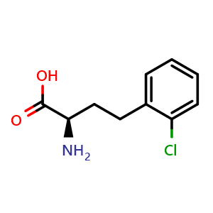 Chemical structure of (R)-2-Amino-4-(2-chlorophenyl)butanoic acid , CAS 1260606-19-6, AChemBlock T95423