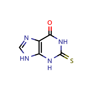 Chemical structure of 2-Thioxo-2,3-dihydro-1H-purin-6(9H)-one , CAS 2487-40-3, AChemBlock T95427