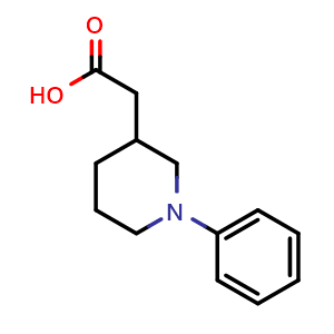 Chemical structure of 1-Phenyl-3-piperidineacetic acid , CAS 1502794-74-2, AChemBlock T95441