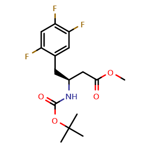 Chemical structure of (S)-Methyl 3-(Boc-amino)-4-(2,4,5-trifluorophenyl)butanoate , CAS 1402569-71-4, AChemBlock T95442