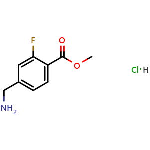 Chemical structure of Methyl 4-(aminomethyl)-2-fluorobenzoate hydrochloride , CAS 1072438-53-9, AChemBlock T95448
