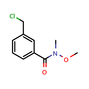 Chemical structure of 3-(Chloromethyl)-N-methoxy-N-methylbenzamide , CAS 881210-56-6, AChemBlock T95454