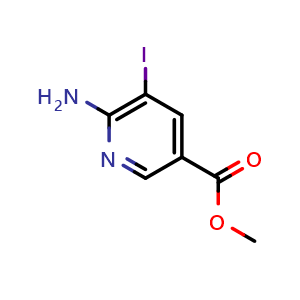 Chemical structure of methyl 6-amino-5-iodopyridine-3-carboxylate , CAS 211308-80-4, AChemBlock T95479