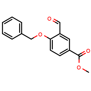 Chemical structure of methyl 4-(benzyloxy)-3-formylbenzoate , CAS 163619-40-7, AChemBlock T95488