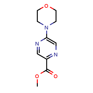 Chemical structure of methyl 5-morpholin-4-ylpyrazine-2-carboxylate , CAS 1017604-09-9, AChemBlock T95502