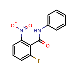 Chemical structure of 2-Fluoro-6-nitro-N-phenylbenzamide , CAS 870281-83-7, AChemBlock T95507