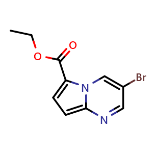 Chemical structure of ethyl 3-bromo-pyrrolo[1,2-a]pyrimidine-6-carboxylate , CAS 2097068-59-0, AChemBlock T95511