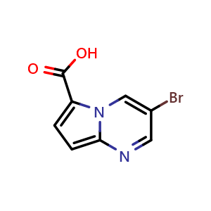 Chemical structure of 3-bromo-pyrrolo[1,2-a]pyrimidine-6-carboxylic acid , CAS 1823918-84-8, AChemBlock T95512