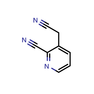 Chemical structure of 3-(Cyanomethyl)picolinonitrile , CAS 5912-34-5, AChemBlock T95519