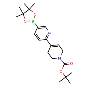 Chemical structure of tert-butyl 4-[5-(4,4,5,5-tetramethyl-1,3,2-dioxaborolan-2-yl)-2-pyridyl]-3,6-dihydro-2H-pyridine-1-carboxylate , CAS 1534381-85-5, AChemBlock T95520