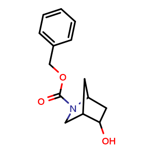 Chemical structure of benzyl 5-hydroxy-2-azabicyclo[2.2.1]heptane-2-carboxylate , CAS 1217190-38-9, AChemBlock T95524
