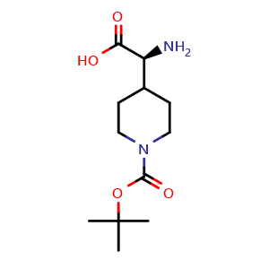 Chemical structure of (2S)-2-amino-2-(1-tert-butoxycarbonyl-4-piperidyl)acetic acid , CAS 368866-11-9, AChemBlock T95525