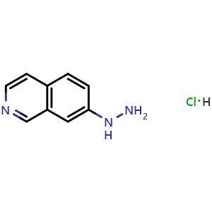 Chemical structure of 7-hydrazinylisoquinoline hydrochloride , CAS 2411640-14-5, AChemBlock T95549