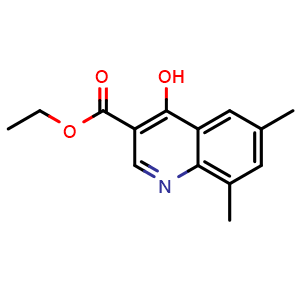 Chemical structure of Ethyl 4-hydroxy-6,8-dimethylquinoline-3-carboxylate , CAS 77156-77-5, AChemBlock T95554