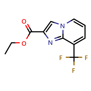 Chemical structure of ethyl 8-(trifluoromethyl)imidazo[1,2-a]pyridine-2-carboxylate , CAS 1363404-84-5, AChemBlock T95565